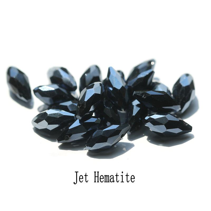 50 Stück Mehrfarbige Kristall-Tropfenperlen mit Kreuzloch Wassertropfen Facettierte Glasperle zur Schmuckherstellung Halskette Armband Ohrring DIY