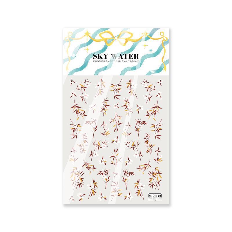 SKY Bamboo Nail Art Stickers: Chinese Style, Hot Stamping, Waterproof, DIY Decorative Fortune Attraction
