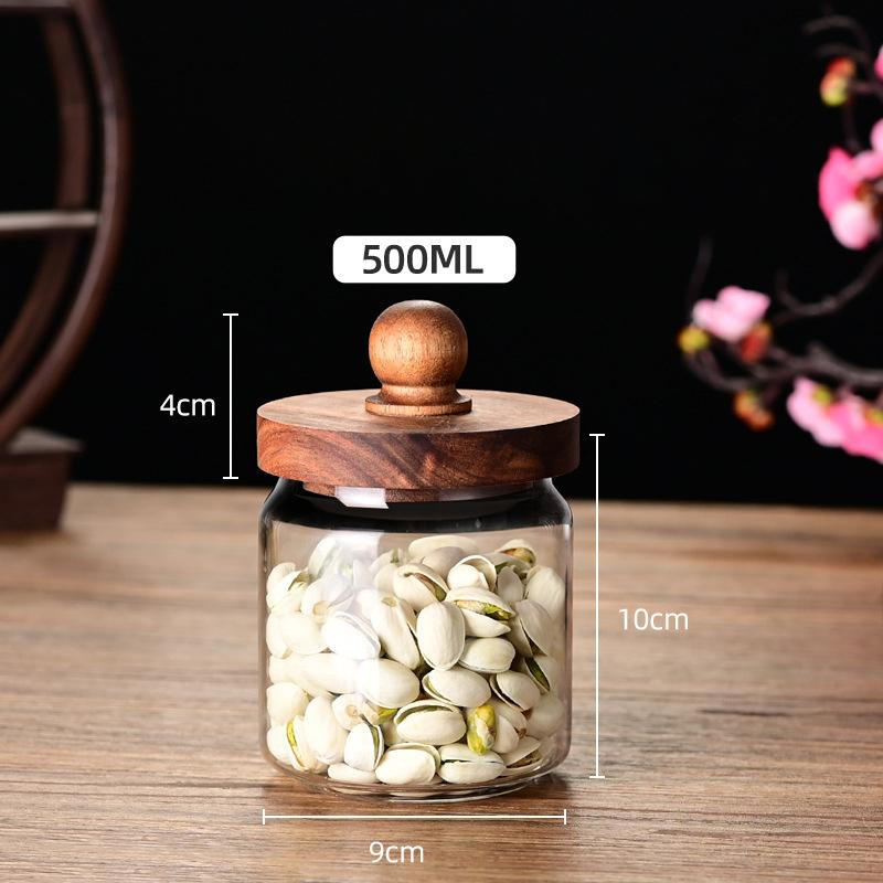 Glasbehälter mit Holzdeckel, luftdicht, für Teeblüten, Süßigkeiten und Kaffee, Küchenaufbewahrungsglas