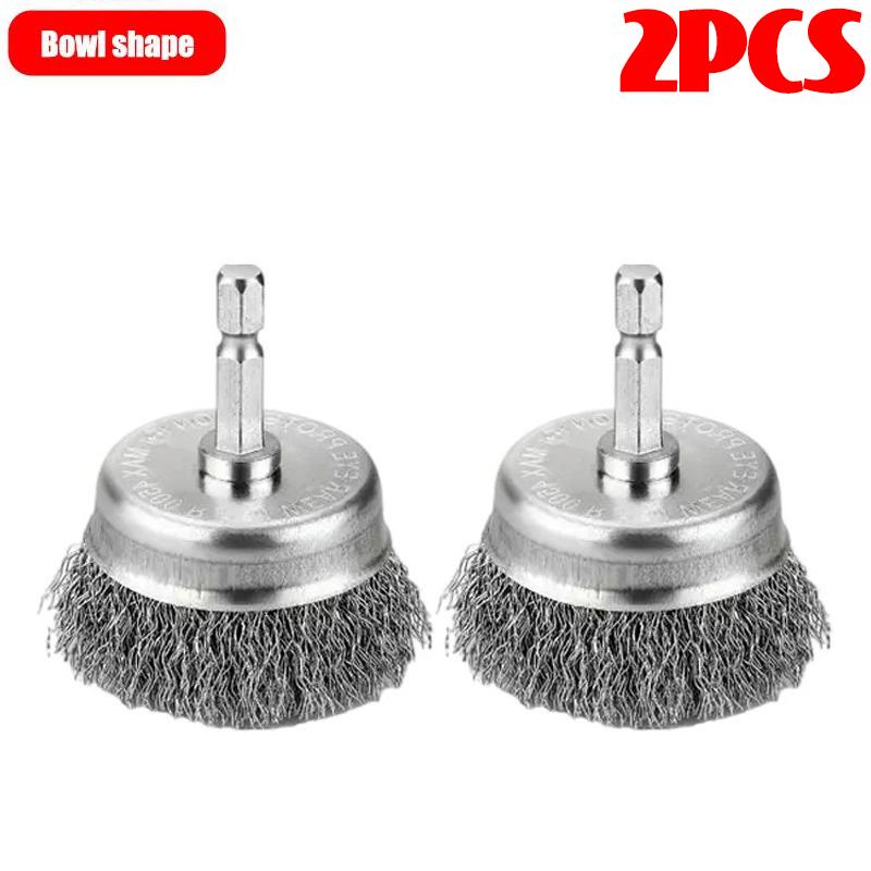 5/1Pcs Wire Brush Wheel Disc Polishing Wheel Brush Removal Cleaning Hexagonal Rod Electric Grinder Hardware Tool Parts Supplies