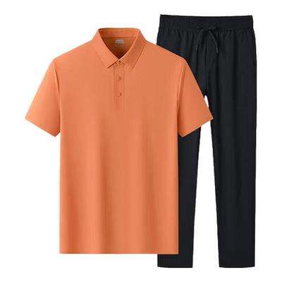 Herren Sommer Eis Seide Nahtloses Poloshirt & Shorts Set