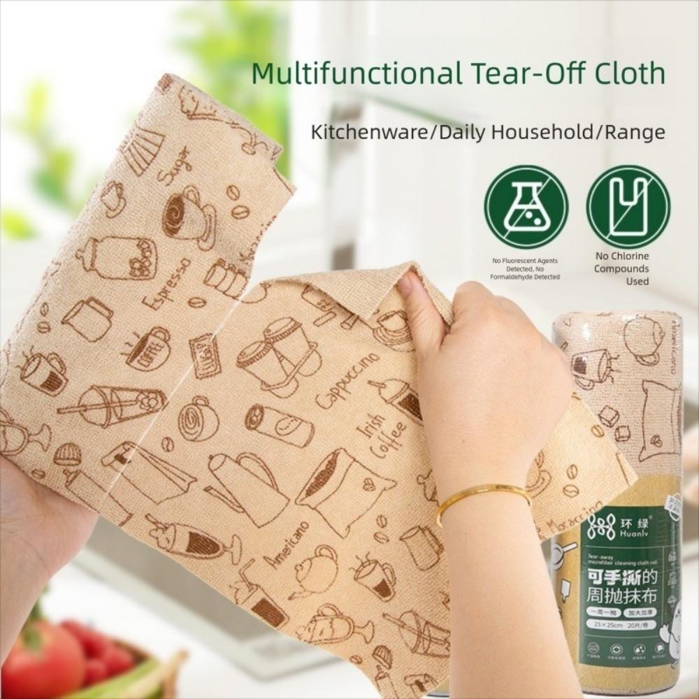 20Pcs/Roll Kitchen Microfiber Towel Super Absorbent Cleaning Cloths Cleaning Dishcloth Lazy Cloth