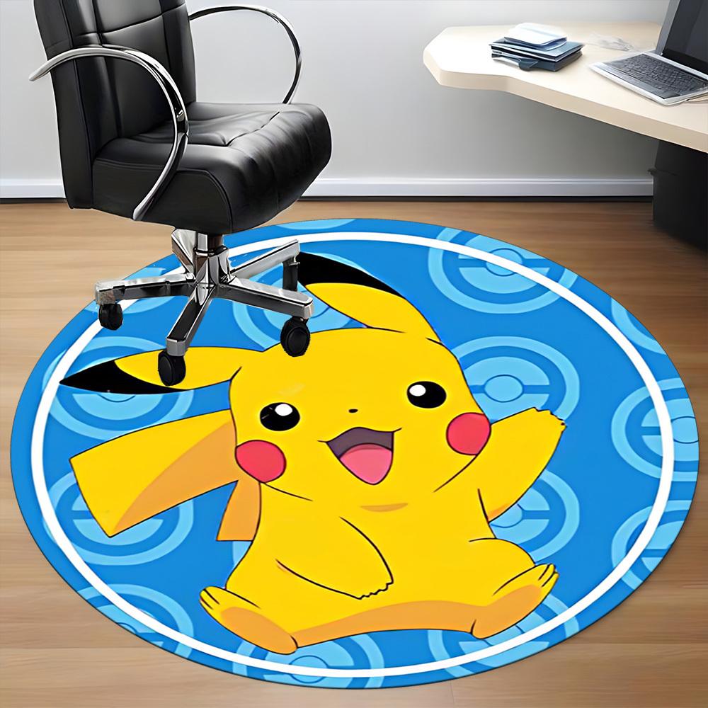 1pc Pikachu Pokémon Office Round Area Rug, Bedroom Living Room Home Decor, Room Deco,  Offic a1016129