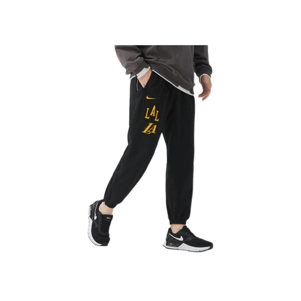 Nike NBA Los Angeles Lakers Printed Lace-Up Jogger Knit Pants Men Bottoms Black DZ0084-010