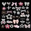 10/20/30/50pcs Random Mix Silver Color Heart Bow Star Charms For Junk Cases Flower Pink Girl Pendant DIY Hairpin Phone Case Bulk
