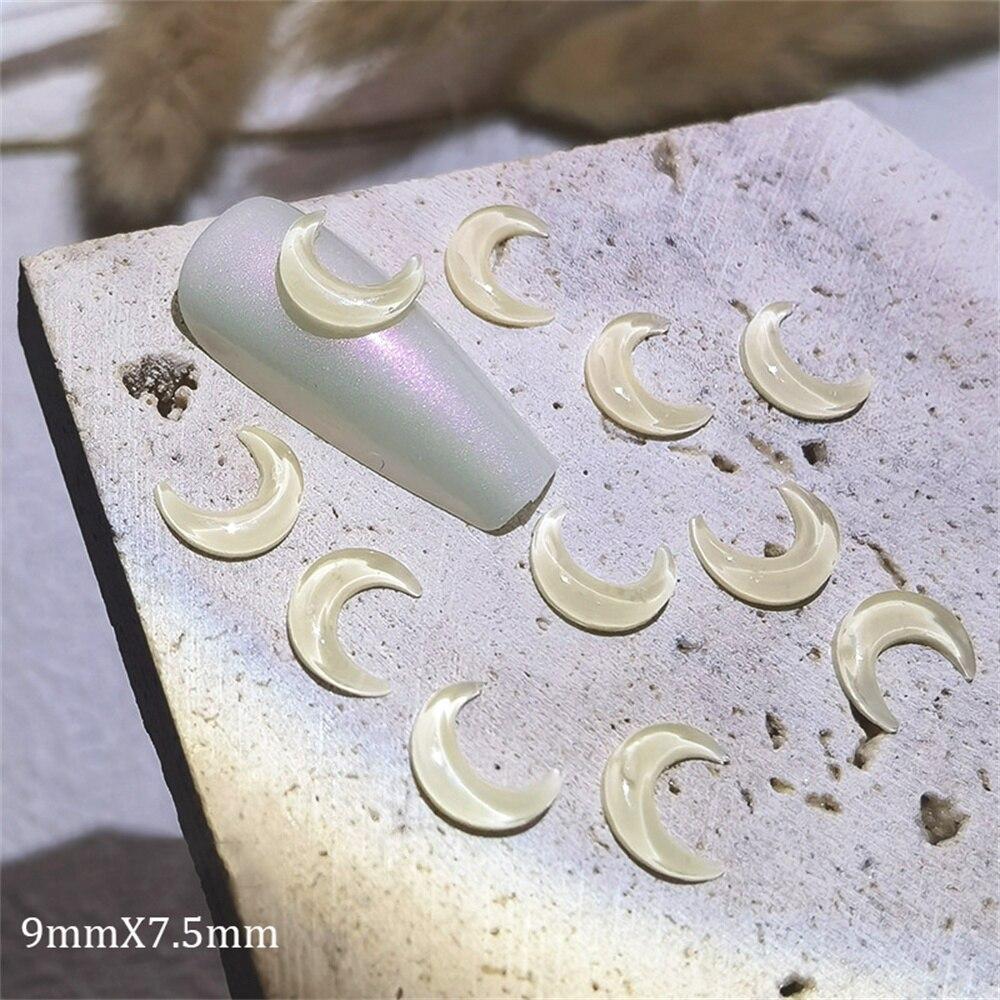 20 Stück Crescent Moon Nail Art Dekorationen Harz Eis klare Edelsteine ​​Strass Nägel Zubehör 3D DIY Maniküre Teile Charms LXY