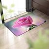 1PC Dew-Kissed Rose Kitchen Rug Non-Slip Door Mat Pop Design Bathroom Rug Bath Mat Carpet for Home Sink Laundry Ecoreeree