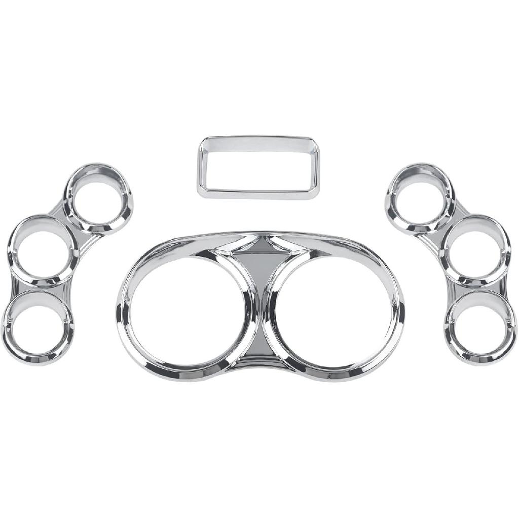 Peterbilt Center Gauge Cover Kit Compatible With 2006- Peterbilt 379 384 386 387 388 389 Trument Dash Center Gauge Cover (Chrome)