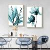 Nordic Canvas Painting Flowers Poster Blue Floral Wall Art Print for Vintage Living Room Decorative Wall Pictures