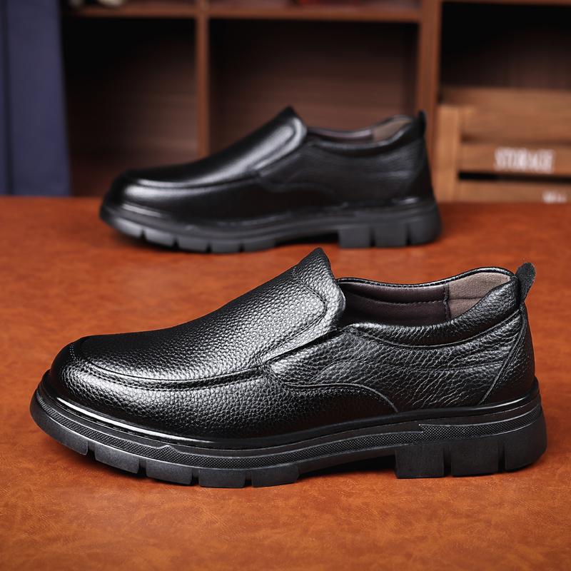British Style Banquet Formal Shoes Men's Leather Casual Shoes Thick Sole Wear-resistant Interview Versatile Men's Business Shoes