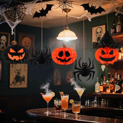 Cadılar Bayramı Örümcek Balkabağı Petekli Top Süsleme Ev Masa Süsleri Cadılar Bayramı Kağıt Asılı Kağıt Fener Çocuk Hediye Hediyelikler