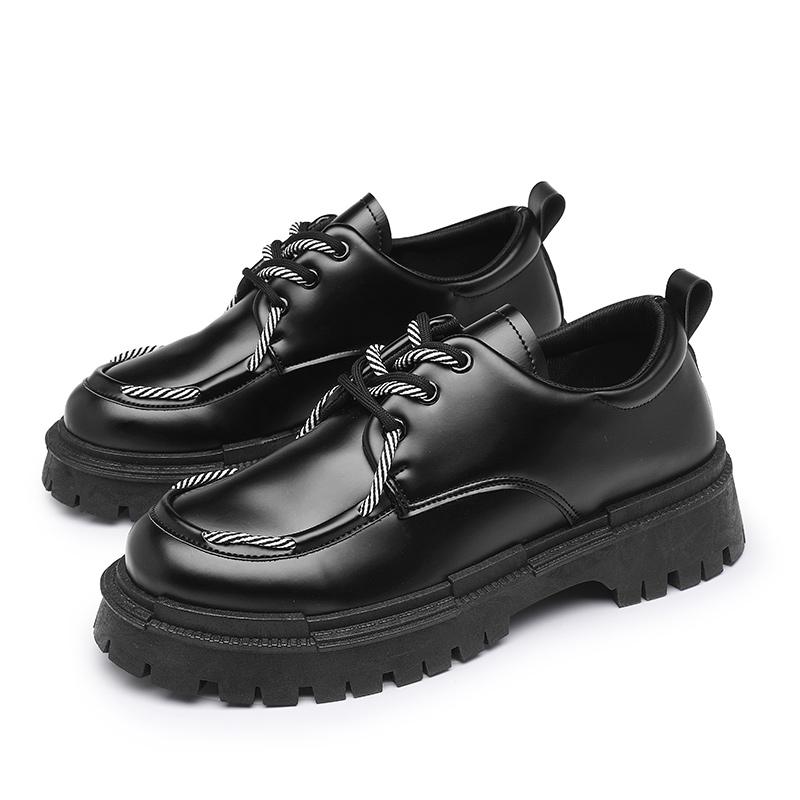 Men Derby Shoes Leather Shoes Fashion Chunky Platform Retro Business Work Shoes Man Casual Flats Wedding Shoes Comfortable Cosy