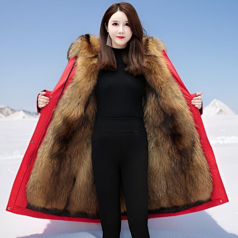 2024 Women's Eco-Friendly Leather Jacket with Detachable Fox Fur Lining