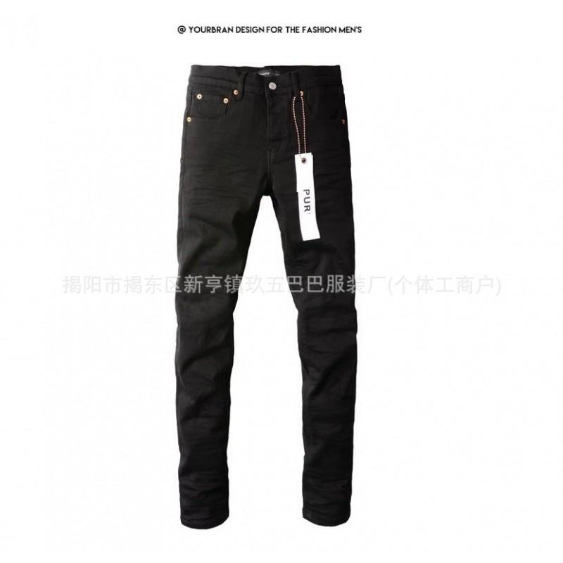 Mens Slim Fit Distressed Denim Jeans With Embroidered Patch Vintage Ink Wash Stretch Cotton Streetwear Style