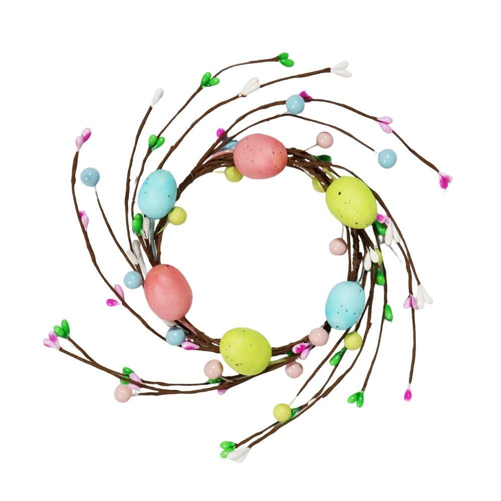 With Foam Eggs Colorful Easter Egg Flower Wreath Handmade 2025 Easter Artificial Egg Wreath Desktop Home Ornament Kids Gifts