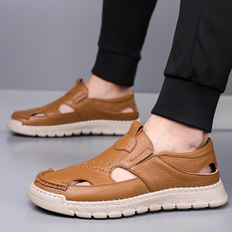 Fashion Leisure and Business Summer Sandals High Quality Daily Office Style Outdoor Street and Beach Walking Shoes Black Breathable