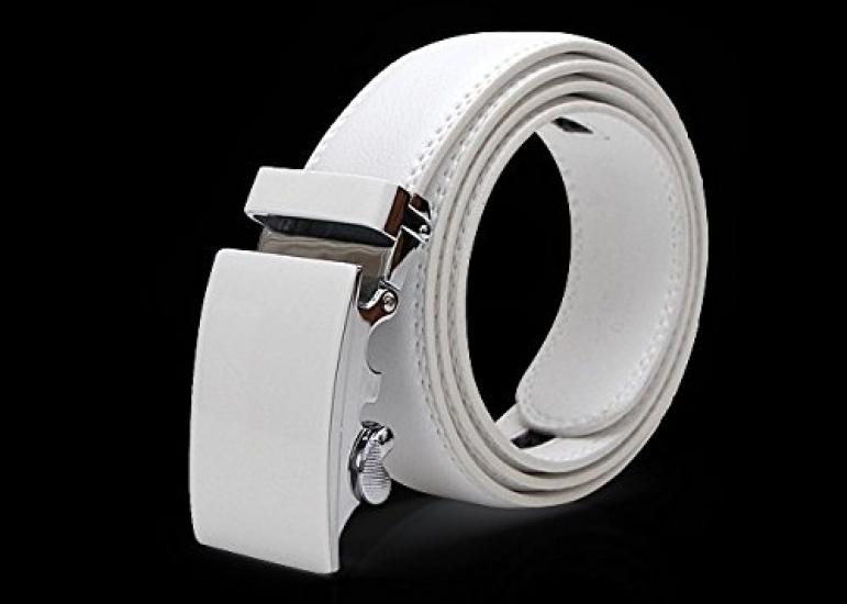 [Rubitas] White Buckle Men's Funny Unique Belt Host Stylish Casual Leather Simple Z Gold