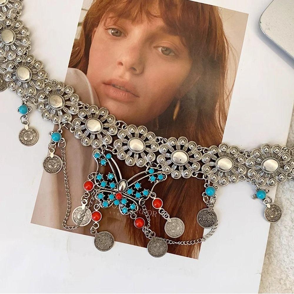 Vintage Metal Waist Chain Belly Button Chain Ethnic Style Belt Bohemian Style Waistband Girls
