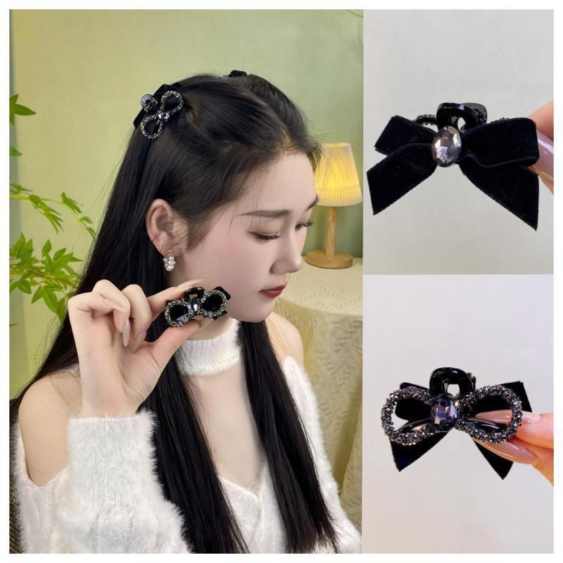 New Year Elegant Double Sided Small Bow Hair Clip Women Side Bangs Broken Hair Fixed Clip Fashion Princess Head Hair Accessories