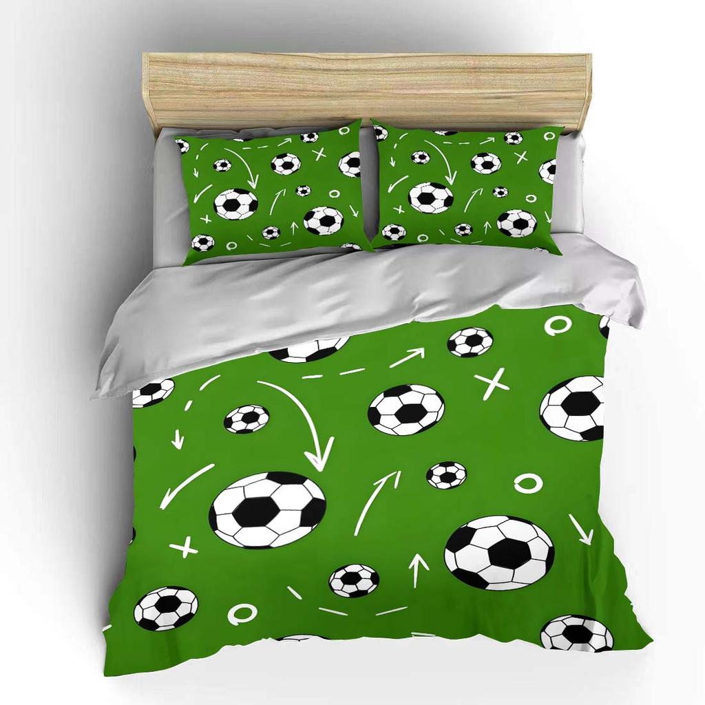 Football attacking theme pattern Bedding Set for Kids Luxury Gift 3pcs Digital Print Comforter Set Soft Comfortable Breathable