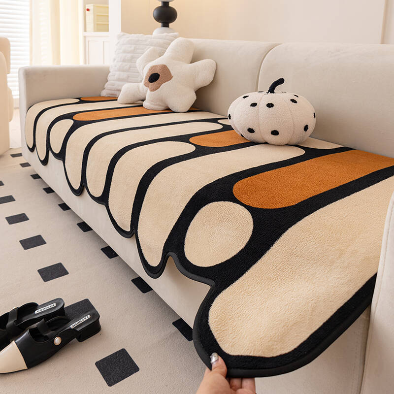 Plush Irregular Special-Shaped Sofa Cushion Autumn And Winter Advanced Feeling New Straight-Breasted Leather Special Sofa Cover Cover Cloth