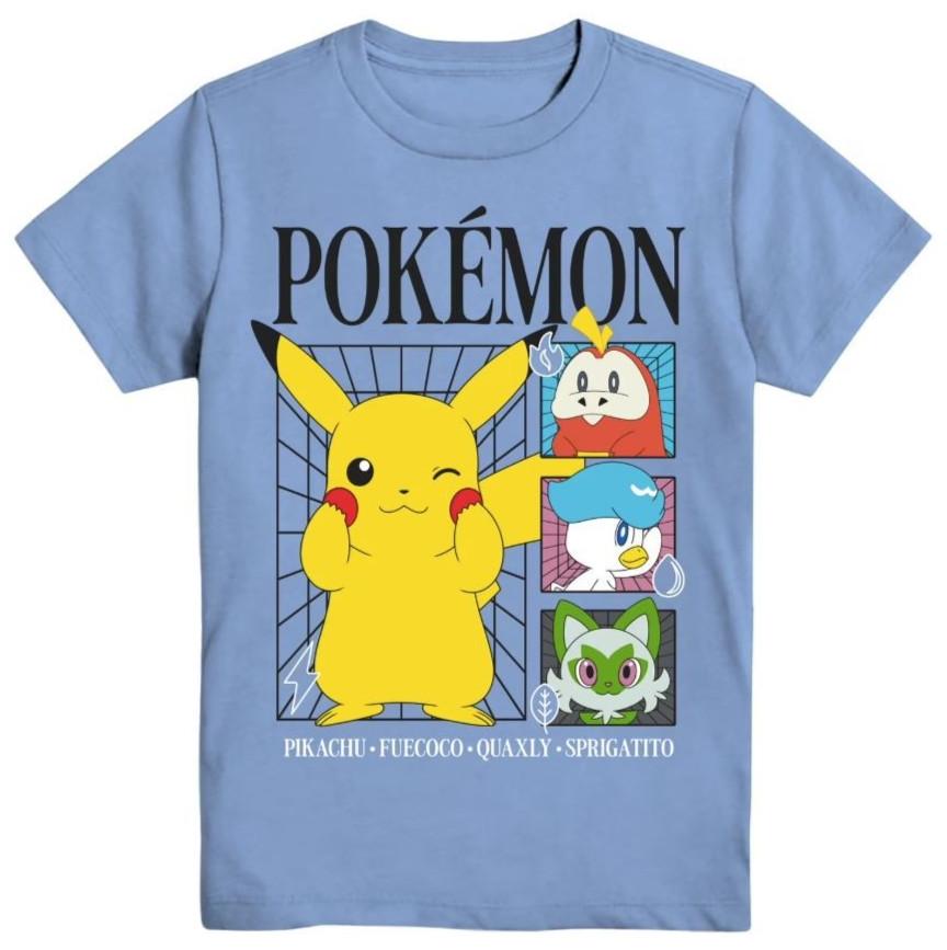 

Футболка Pokemon Paldea в клетку, Футболка Pikachu Fuecoco Quaxly Sprigatito, Футболка Pokémon 4XL