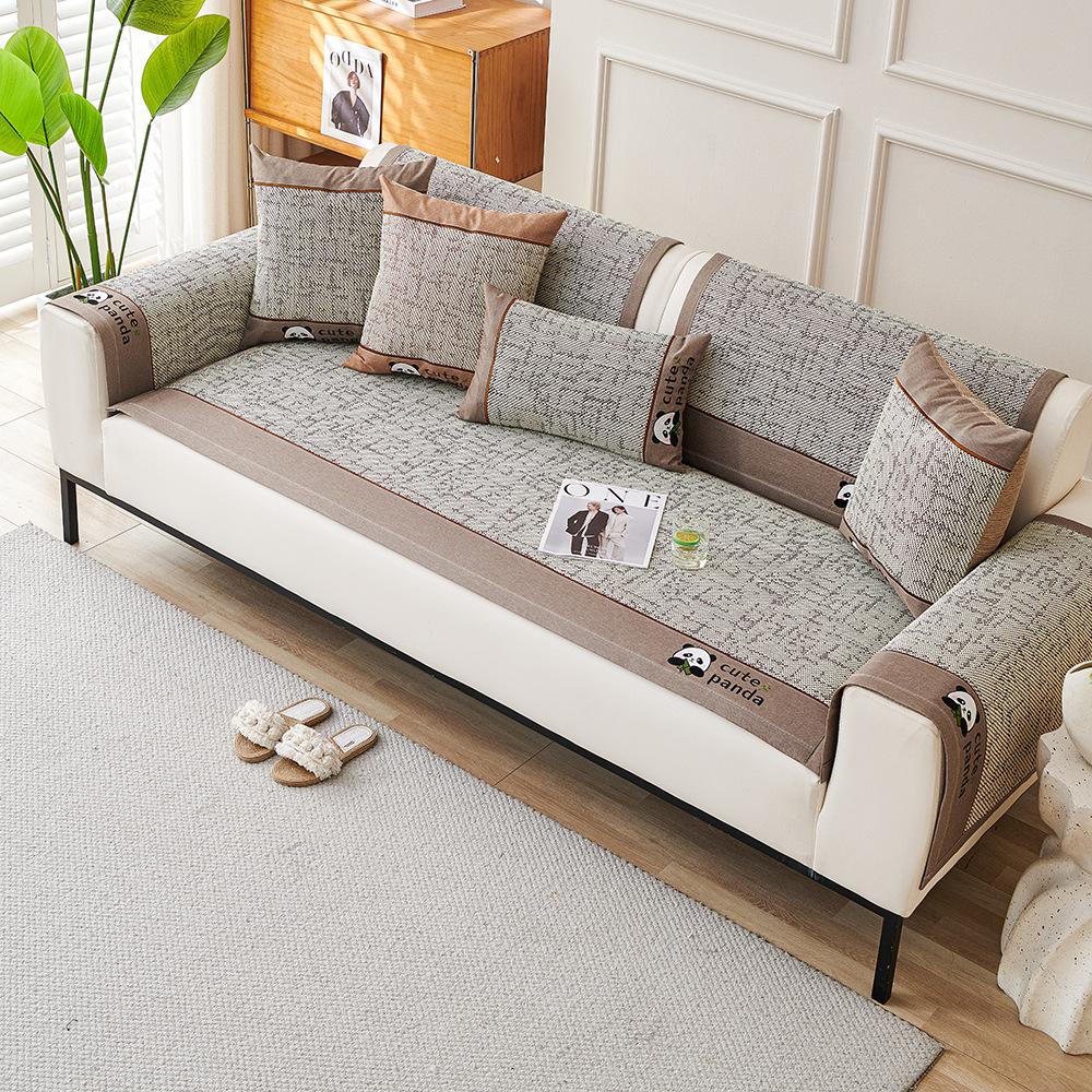 Rattan Mat Panda Ice Silk Sofa Cushion Summer Sofa Mat Mat  New Summer Sofa Cushion Non-Slip Cover