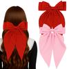 RedChimes 2 Pcs Large Ribbon Hair Bow Clips with Long Tail Bowknot Barrettes Featuring Durable Satin Ribbon and Metal Clips Stylish Hair Accessorie