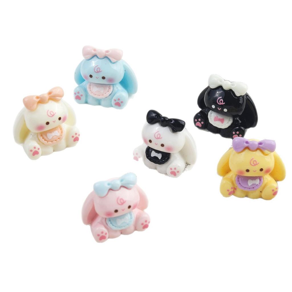 10pcs Cartoon DIY Resin Accessories, Three-dimensional Cute Bunny Desktop Ornaments