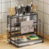 Multi-Functional Stainless Steel Kitchen Organizer Wall-Mounted Knife Rack Cutting Board Holder Chopstick Cylinder Lid Stand