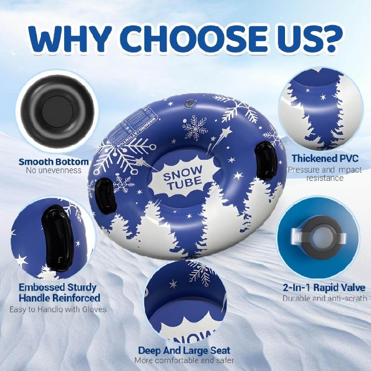 Inflatable Snow Sled with Handles Thickened Winter Inflatable Snow Tube PVC Sledding Tube Winter Snow Sledding Toy