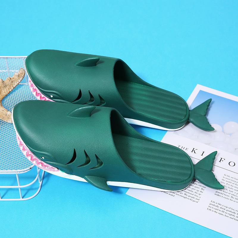 Fashion Men Slippers Cute Shark Slides 2024 Summer Home Non-slip Couples Outdoor Beach Slippers Indoor Flip Flops Women PVC Funny Shoes