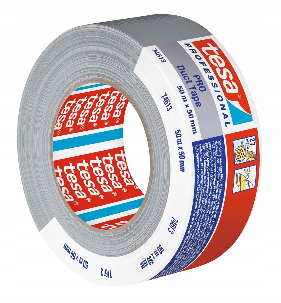Tesa Duct Tape Taśma Naprawcza Srebrna Wodoodporna Materiałowa 50M X 50Mm