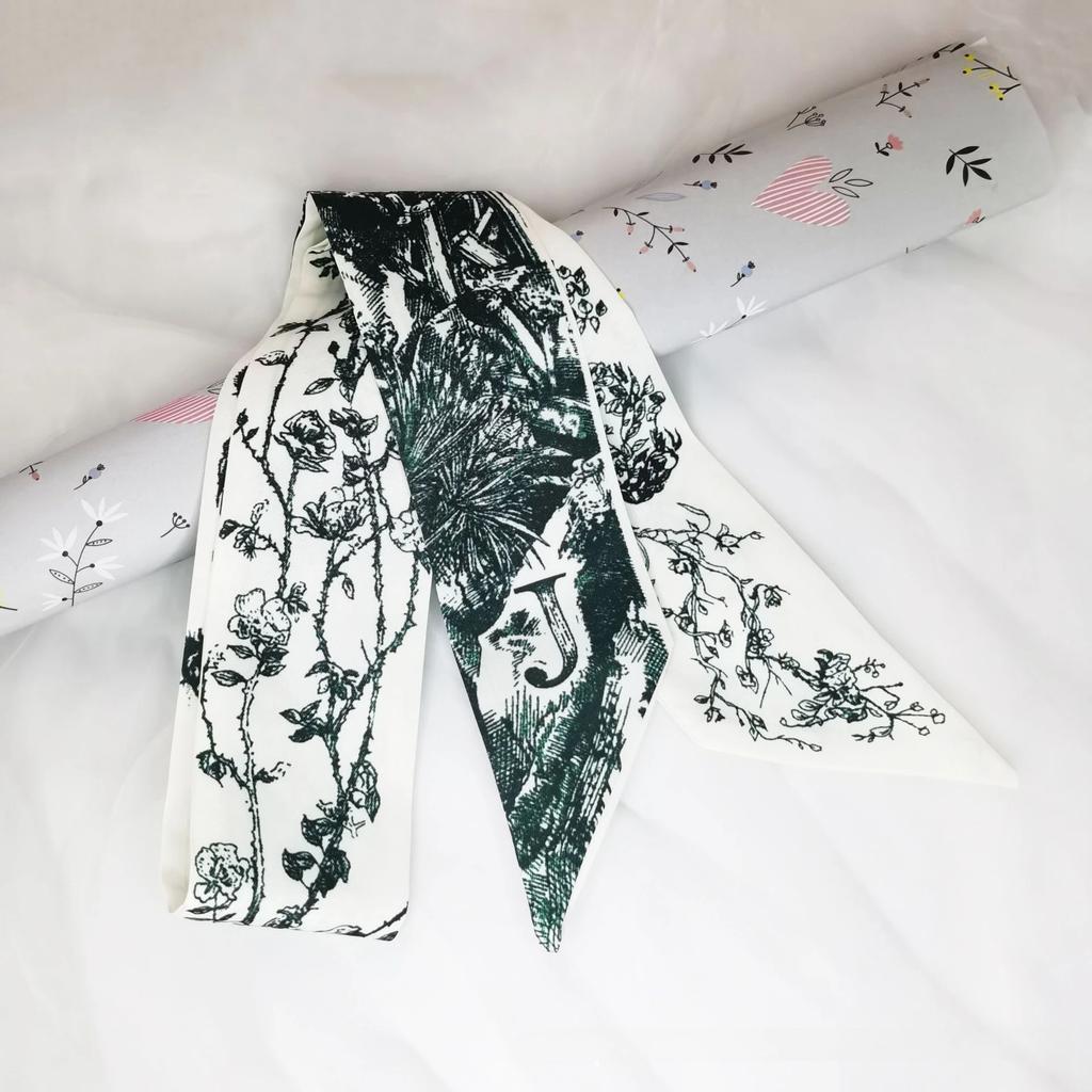 Fashion Skinny Scarf Women Luxury Letter Printing Tie Bag Handle Ribbon Hair Band Women's Headscarf New Lady Design Silk Scarves