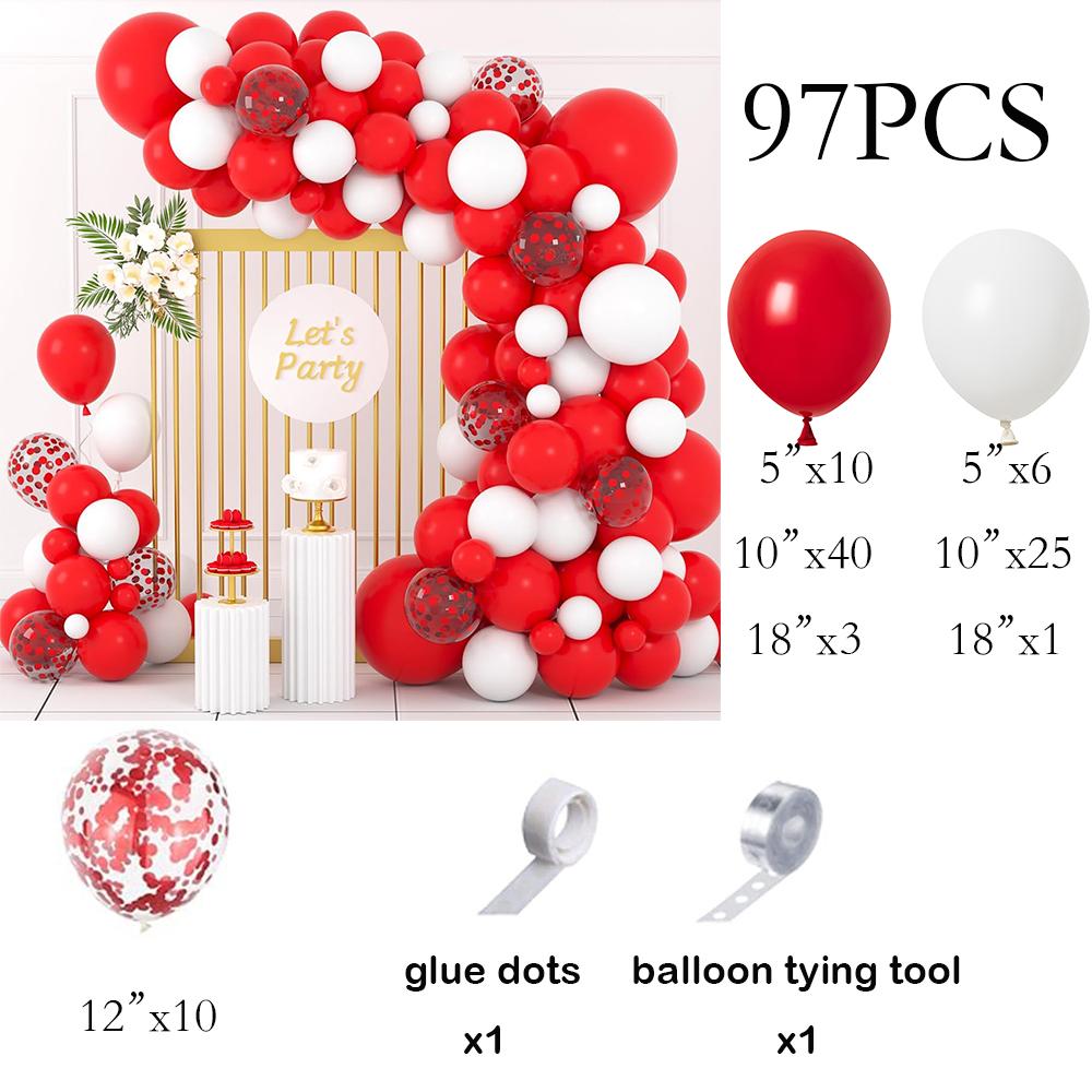 

Red White Birthday Party Balloon Arch Red Confetti Balloons Garland Kit Baby Shower Wedding Anniversary Graduation Decoration As Picture