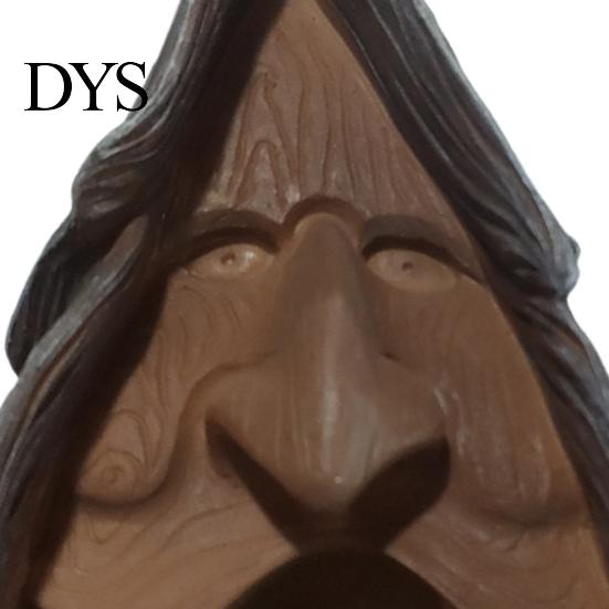 Birdhouse with Carved Hair Happy Spirit Synthetic Resin Human Face Bird Wire Hanger Nest Hand-Carved Ancient Tree Fairy