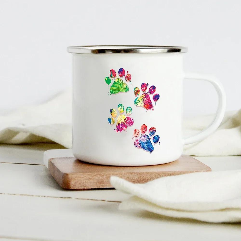 Lustiger Dackel-Druck Kreative Emaille-Tasse Kaffee-Weintassen Cartoon-Hunde Pfote Party-Getränk Bier Saft Milch Tassen Geschenke für Liebhaber Hund