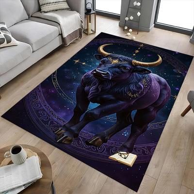 1PC Bull Zodiac Extra Large Non Slip Floor Carpet, Office, Family, Studio Large Area Rug Indoor Rugs, Bold Statement Piece