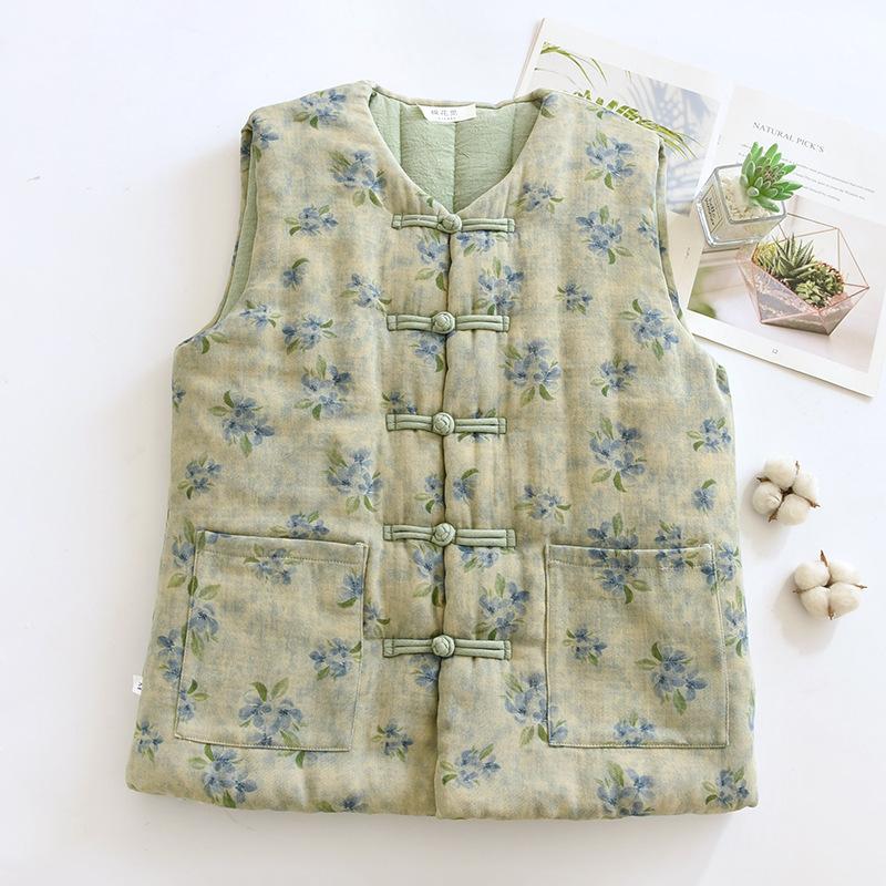 

Осень и зима женский ручной работы ретро дисковая пряжка китайский стиль утолщенный теплый новый пряжа-окрашенный Синьцзянский хлопок хлопок и лен M (100-60 kg)