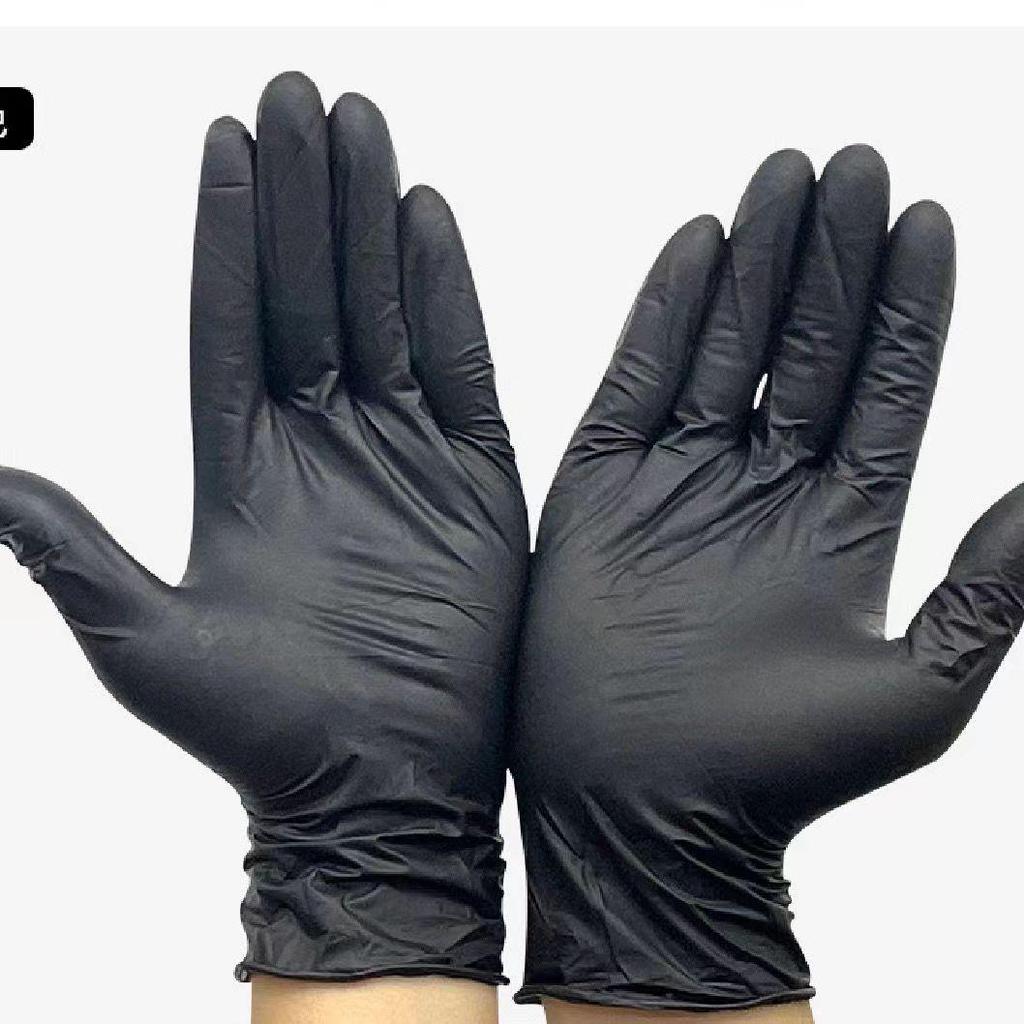 Wanli Black Nitrile Disposable Gloves - Food Grade, Acid & Alkali Resistant, Ideal for Housework & Tattoos