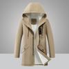 Herbst und Winter Herren Winddichte Einfarbige Mäntel Parkas Jacken für Herren Langer Kapuzenmantel Warme Dicke Parkas Jacke