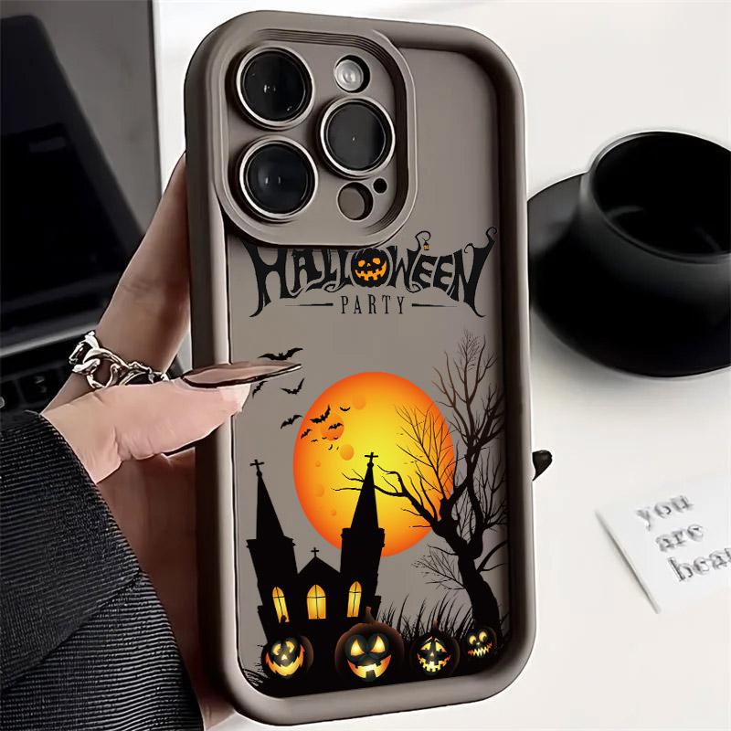 Halloween Castle Moon Soft Silicone Case For iPhone 17 Pro 14 15 Plus 11 12 13 16 Pro Max Coque 16E 17AIR Shockproof Phone Cover