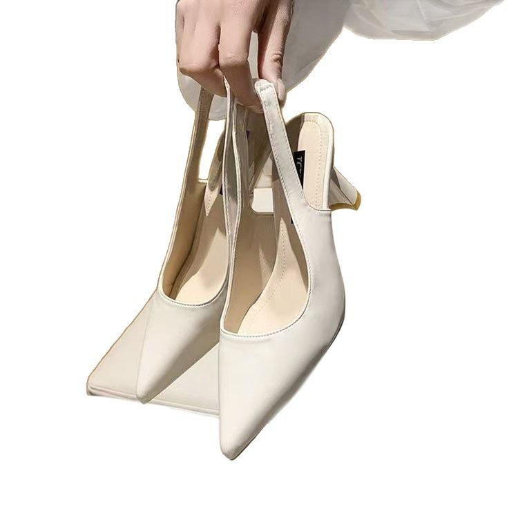 Fashion French Pointed Single Shoes 2025 Summer and Autumn New Sandals Fairy Style Bag Head Empty Stiletto Female High Heels