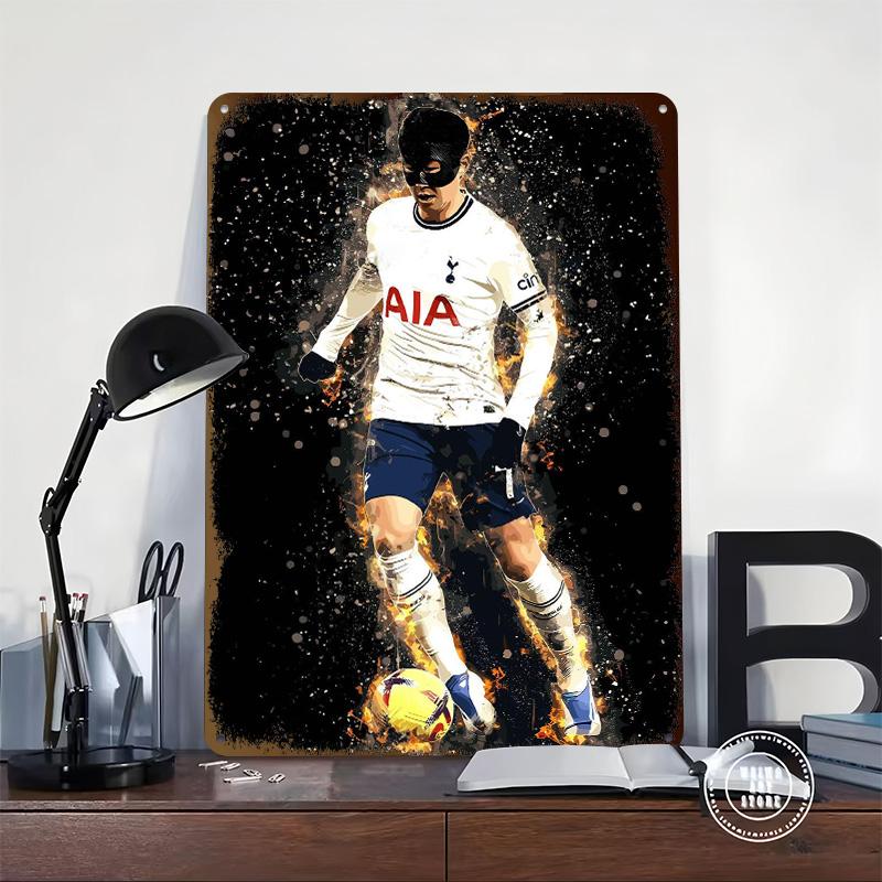 Son Heung-min Football Art Printed Poster Customized Wall Art Retro Vintage Metal Tin Signs for Home Bathroom Decor House Items