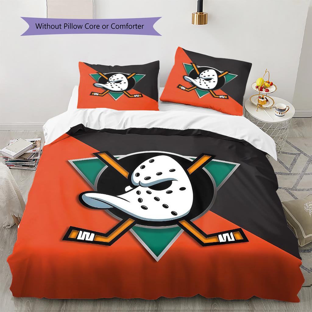 Anaheim Ducks Muster Bettwäsche Steppdecken-Set Heimdekoration Geschenk (1 Bettbezug + 2 Kissenbezüge (ohne Füllung))