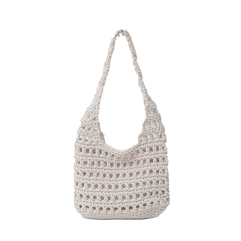 IELGY Large Capacity Commuter Woven Bag Retro Hollow Knit Beach Bag