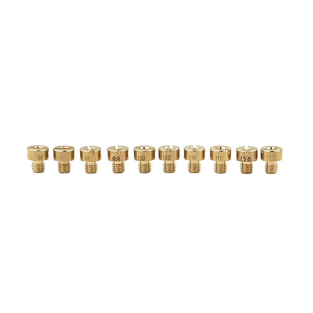 For Mikuni Main Jets Set 10pcs for VM22 VM24 VM26 VM30 Carburetors Fit 125cc 150cc 200cc 250cc Engine Types Thread M5x0 75mm Carburetors Jets 7