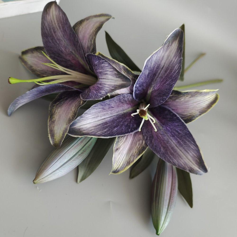 Room Nordic Style Multicolor Wedding 3D Printing Bouquets Artificial Flower Faux Lilies Fake Plant