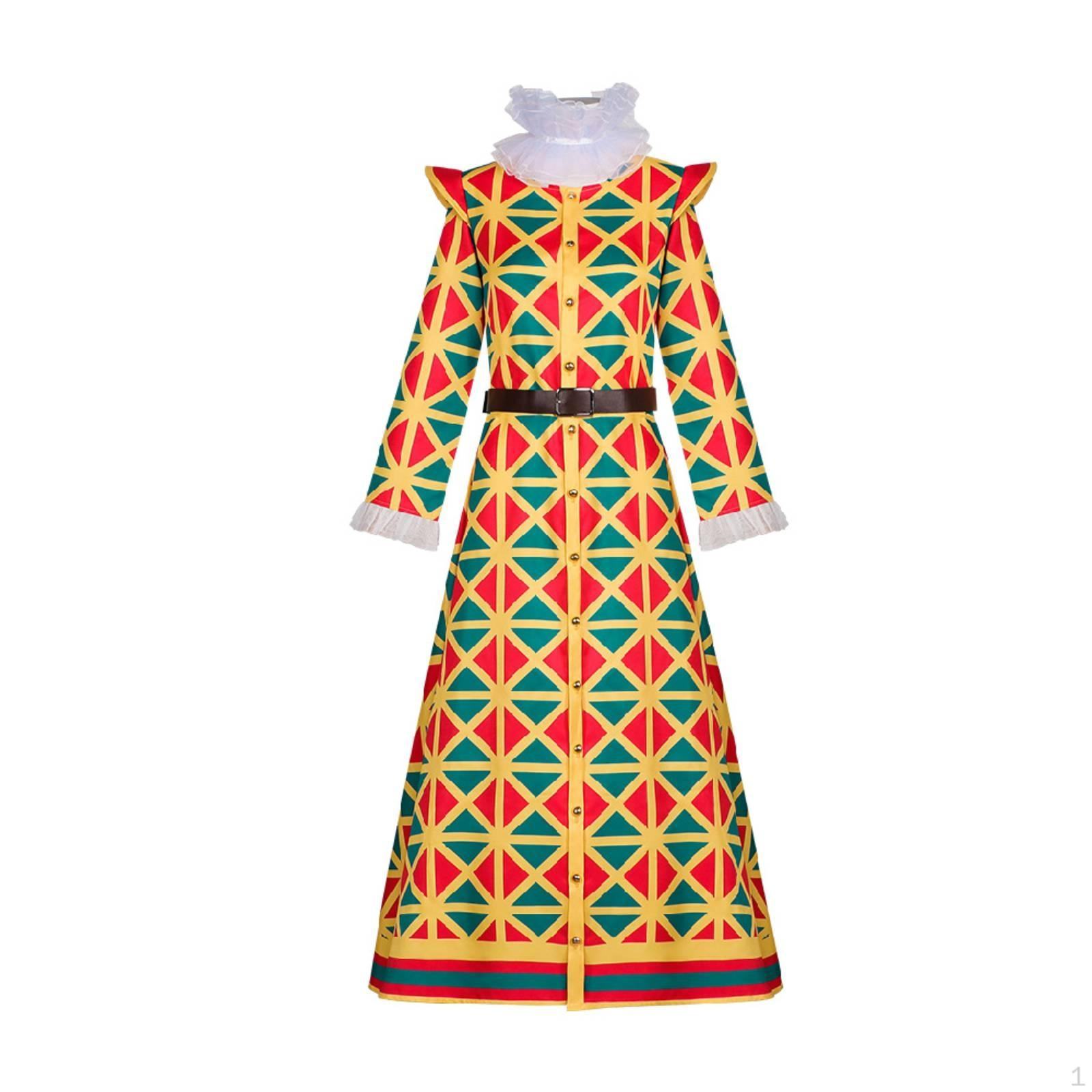 Fool Dress Medieval Cosplay Costume Theatrical Clown for Women, Cosplayers, Theater