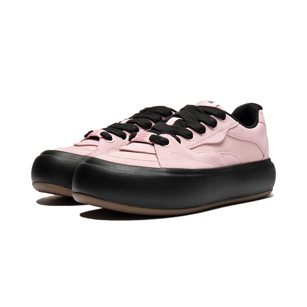 Li Ning Puff Platform Comfortable Versatile Shock Absorbing Wear Resistant Low Top Skate Shoes Women Sneaker Sweet-Apricot-Pink AZGU012-5